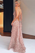 Tie Strap Backless Split Floral Dress image 1