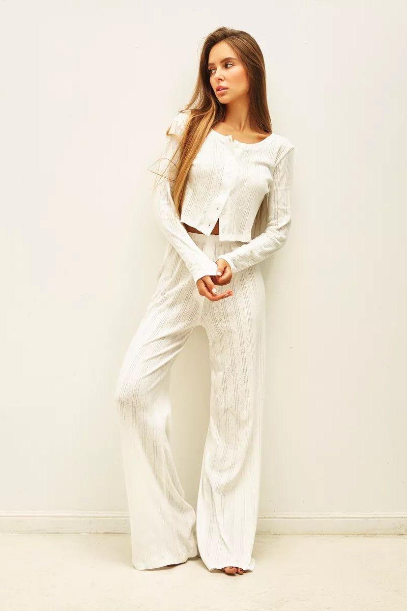 Soft Casual Cutout Jacquard Two Piece Set image 6