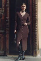 Long Sleeve Button Sweater Dress image 10