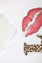 Street Style Leopard Letter Print V Neck Sexy Crop Top T-shirt image 5