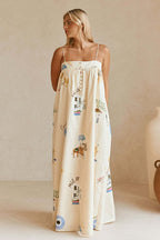 Sexy Spaghetti Strap Linen Vacation Maxi Dress image 4