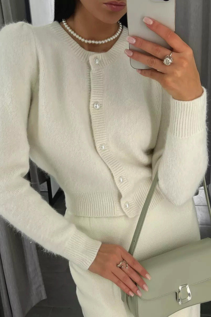 Solid Minimalist Relaxed Long Sleeve Knit Cardigan image 3
