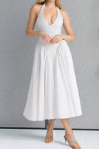 Halter Solid Bodycon Backless Party Dress image 2