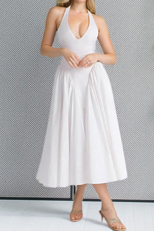 Halter Solid Bodycon Backless Party Dress image 2