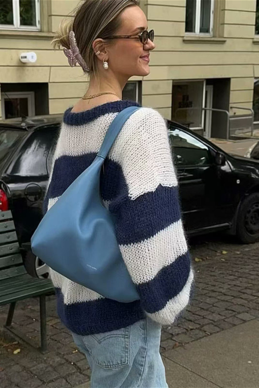 Streetwear Striped Crewneck Casual Stylish Sweater image 2
