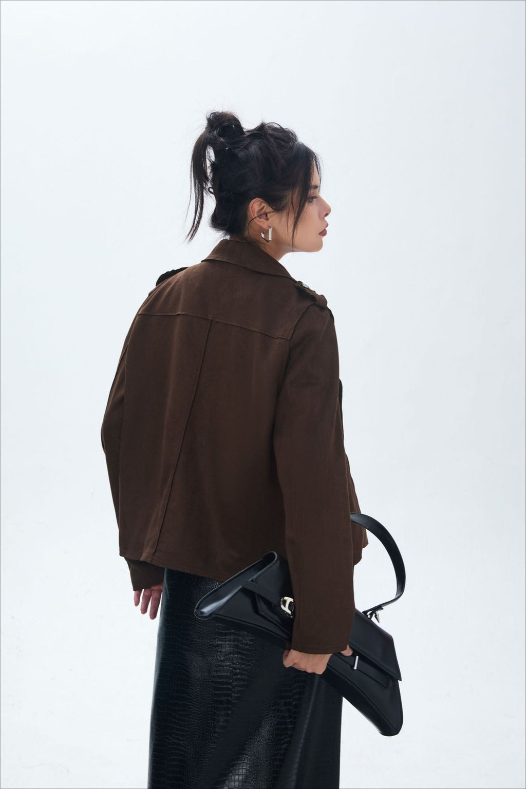 Suede Open Front Biker Jacket image 5