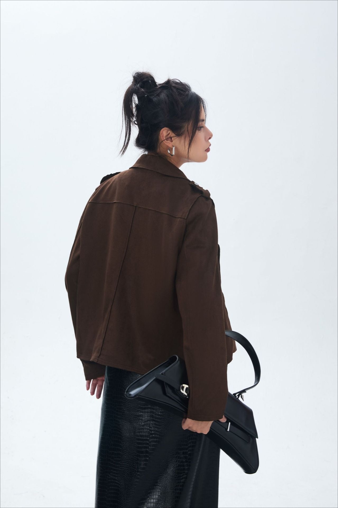Suede Open Front Biker Jacket image 5