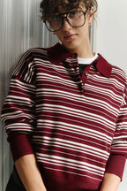 Vintage Striped Knit Polo Sweater image 40