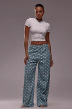 Polka Dot Loose Mid Rise Jeans image 3
