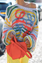 Colorful Stripe Knit Loose Pullover Blouse image 2