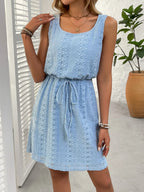 Rosalie Eyelet Dress detail view styled for Avrienne