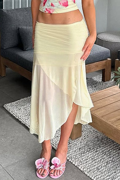 Sheer Floral Print Low-Waist Skirt image 3