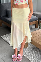 Sheer Floral Print Low-Waist Skirt image 3
