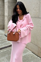Elegant Minimalist Knit Long Sleeve Cardigan Cami Three Piece Set image 2