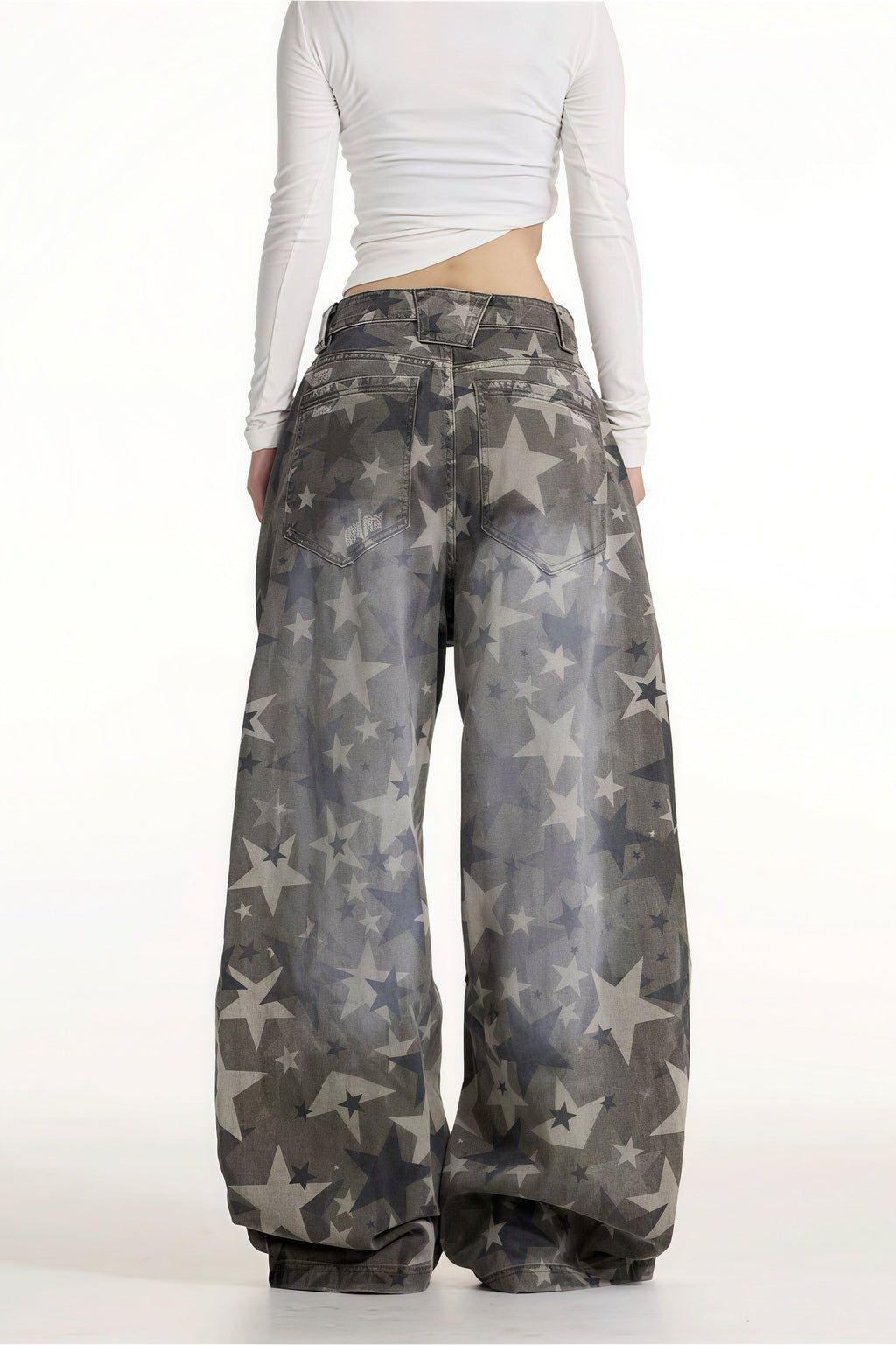 All Over Star Printed Wide Leg Jeans image 3