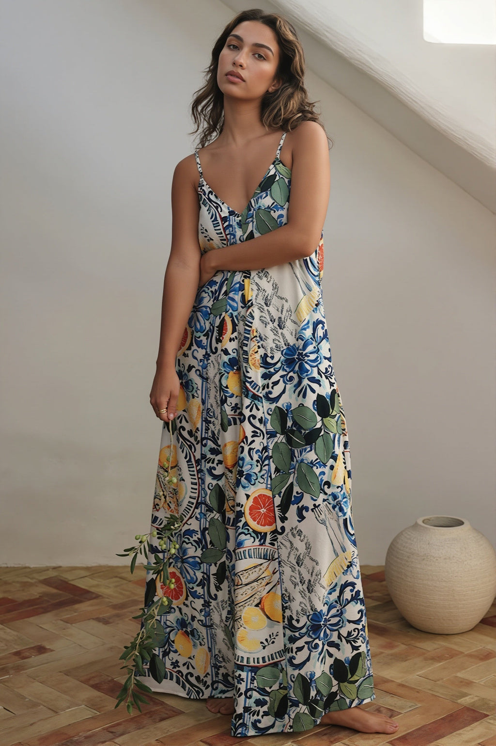 Vacation Coconut Print Loose Boho Dress image 3