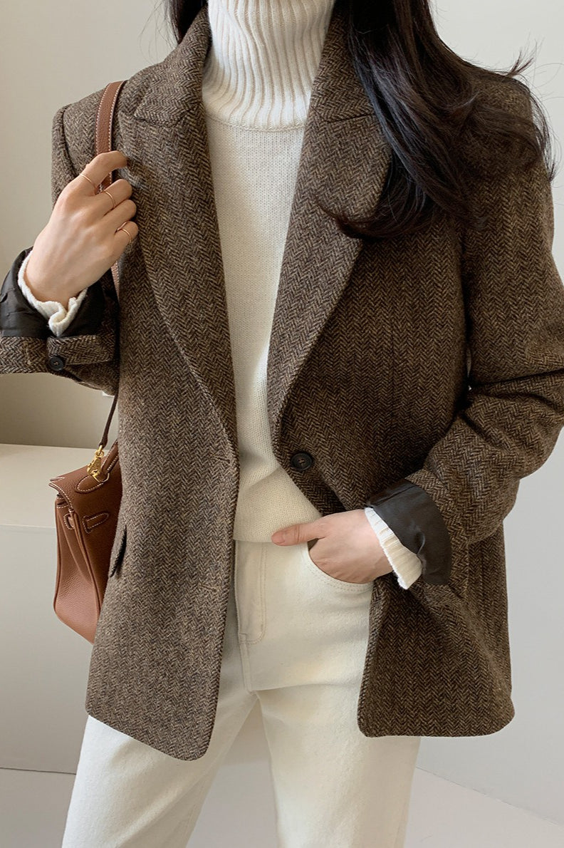 Wool Blend Solid Color Blazer image 5