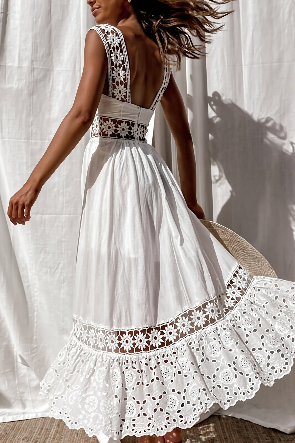Lace Hollow Swing Long Boho Dress image 3