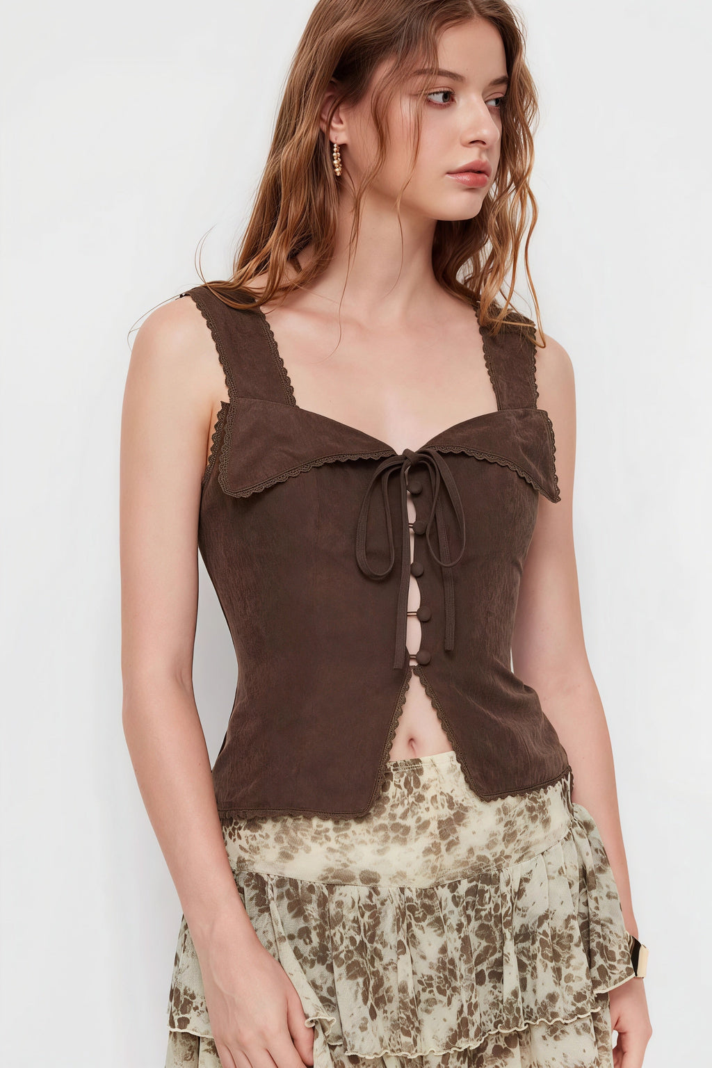 Slim Tie Lace Elegant Tank Top image 2