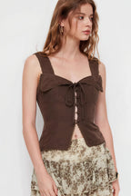 Slim Tie Lace Elegant Tank Top image 2