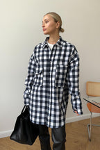 Plaid Mid Length Double Pocket Shirt Blouse image 9
