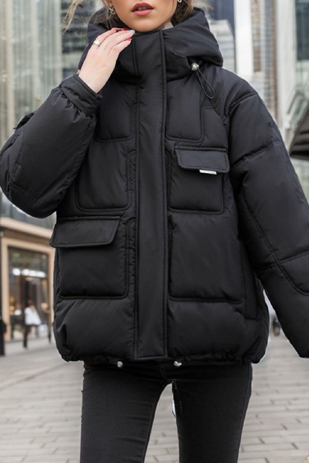 Cropped Insulated Cargo Puffer Jacket image 12