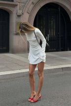 Sexy Fitted V Neck Open Back A Line Mini Dress image 4