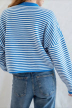 Striped Knit Round Neck Cardigan image 6