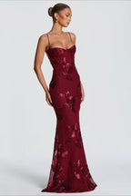 3D Applique Bone Pad Tie Back Solid Prom Dress image 15