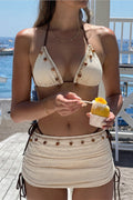 Solid Color Pendant Three Piece Swim Set image 1