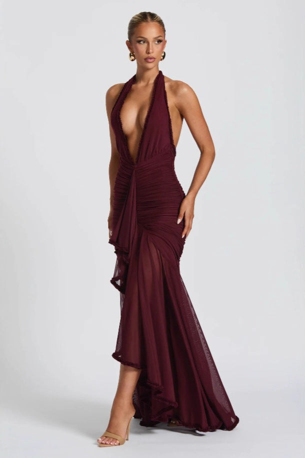 Sexy Deep V Halter Mermaid Party Dress image 3