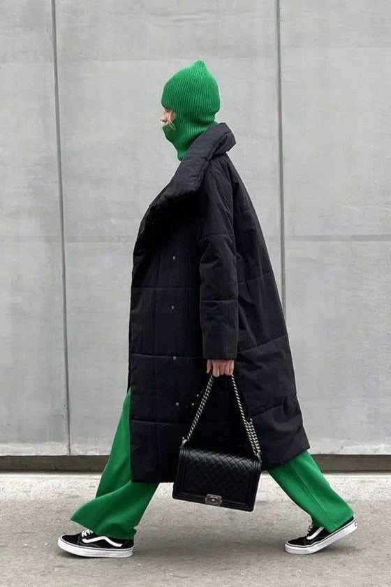 Long Stand Collar Relaxed Quilted Puffer Jacket image 23