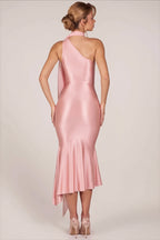 One Shoulder Mesh Satin Maxi Dress image 3