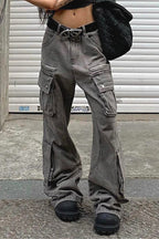 Streetwear Multi-pocket Cargo Washed Jeans image 1
