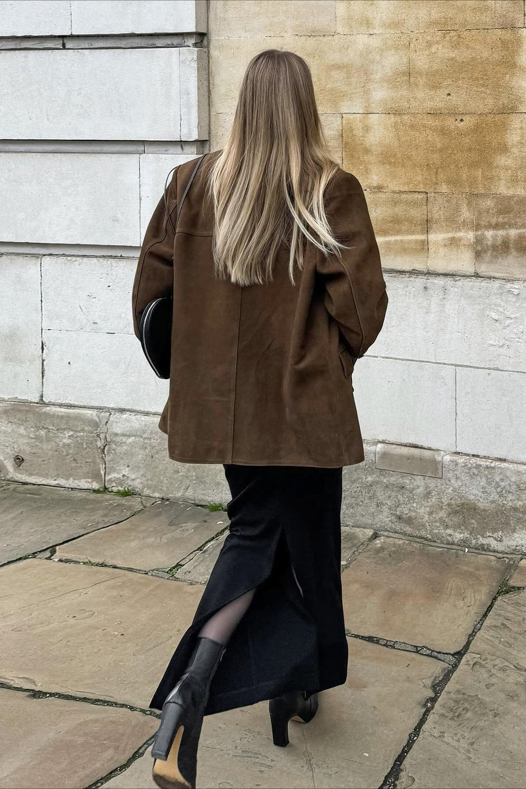 Retro Suede Solid Notch Collar Coat image 6