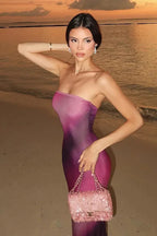 Gradient Print Strapless Bodycon Maxi Dress image 2