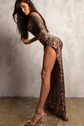 Chain Strap Backless Print Maxi Dress image 1