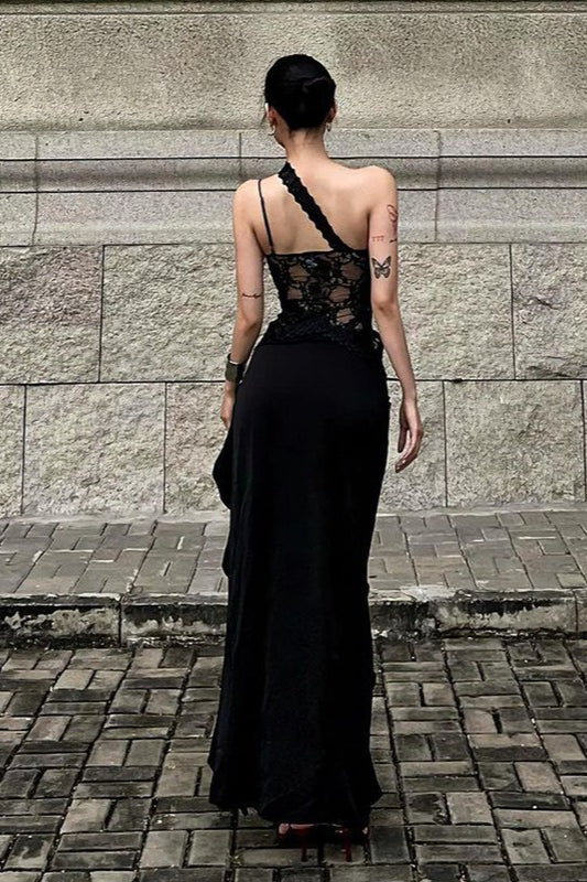 Streetwear Irregular Lace Patch Sheer Mini Dress image 6