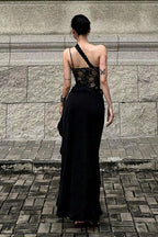 Streetwear Irregular Lace Patch Sheer Mini Dress image 6