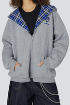Plaid Lined Loose Fashion Hoodie image 2
