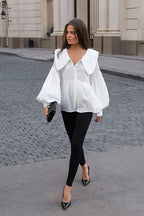 Vintage Baby Collar Pleated Puff Sleeve Blouse image 3