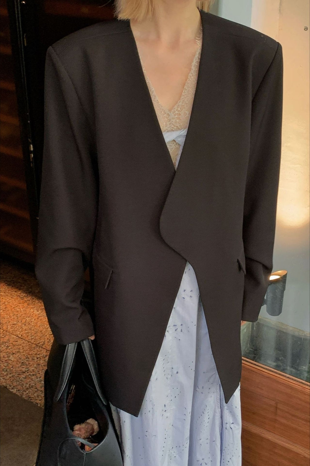 Oversized Black Casual Blazer image 5