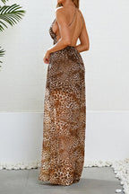 Leopard Print Slit Vacation Maxi Dress image 2