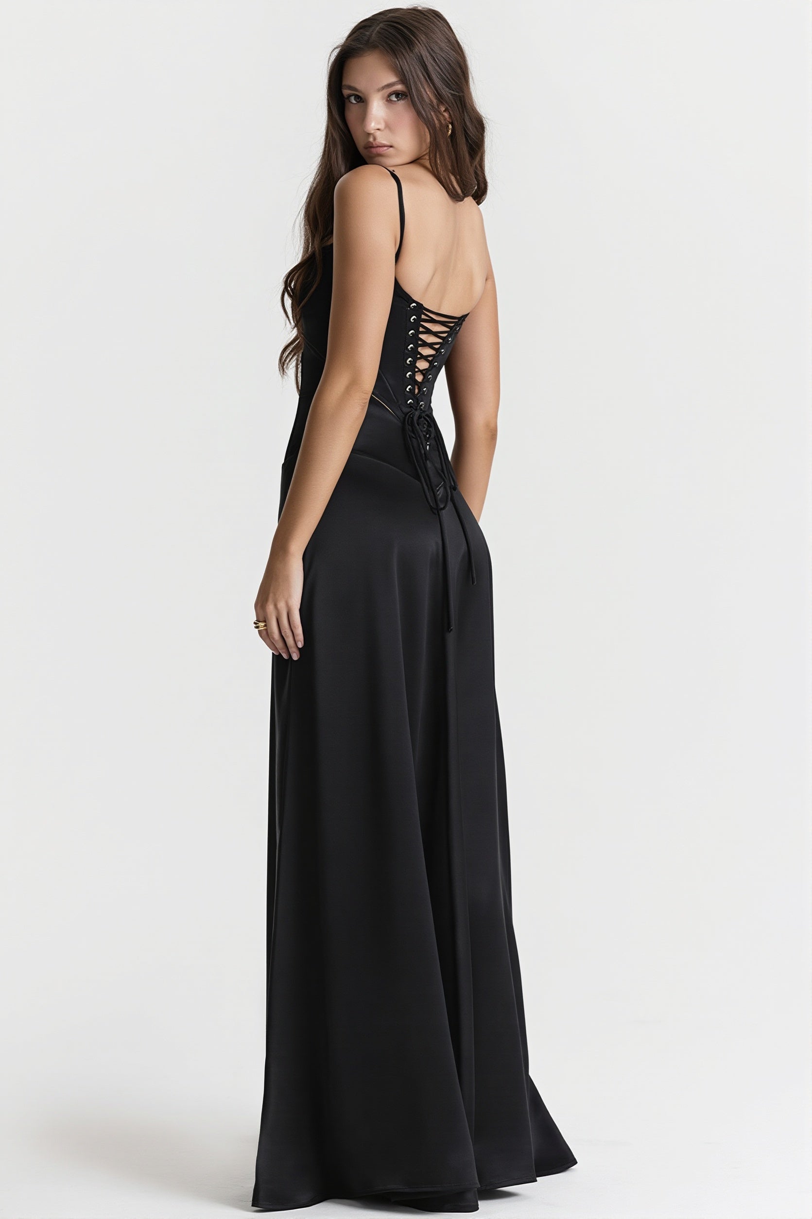 Lined Jacquard Satin Cami Maxi Dress image 8