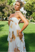 Floral Backless Halter Maxi Dress image 1