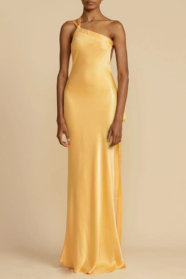 Satin One Shoulder Bodycon Formal Dress image 5