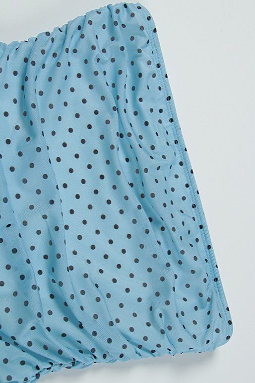 Sexy Bandeau Waist Polka Dot Mesh Bow Mini Dress image 4