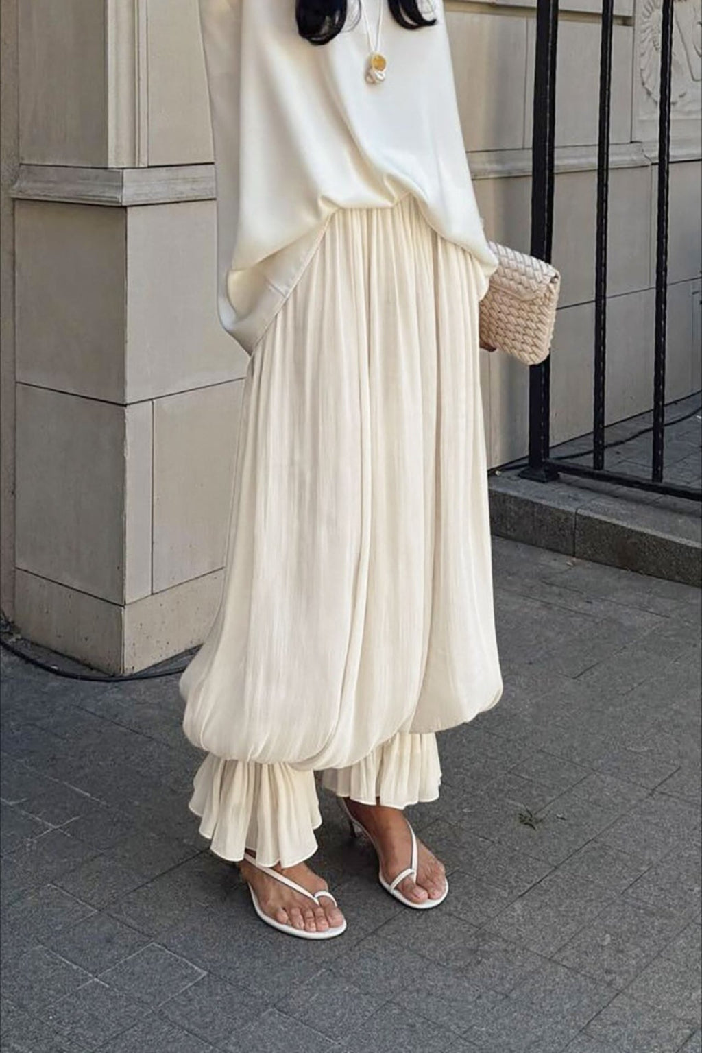 Structured Puff Ankle Chic Casual Pants image 1