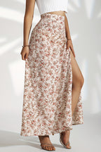 High Waist Split Floral Slim Maxi Skirt image 3