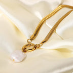 Sabina Pearl Necklace styled for Avrienne